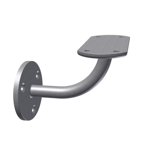 90° Curved Handrail Bracket, Flat Top Satin