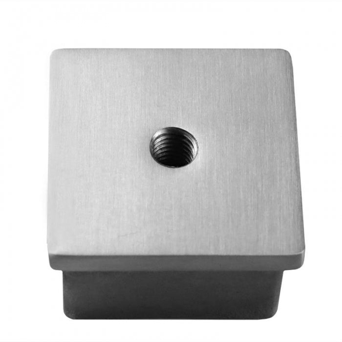 Square End Cap 1.6mm x 50.8mm tube, with M8 female thread. Mirror Poli