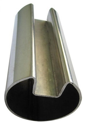 Hand Rail Tube, Round Slotted for Glass, 16 Grade, 38.1mm x 1.6mm per metre, Satin Finish