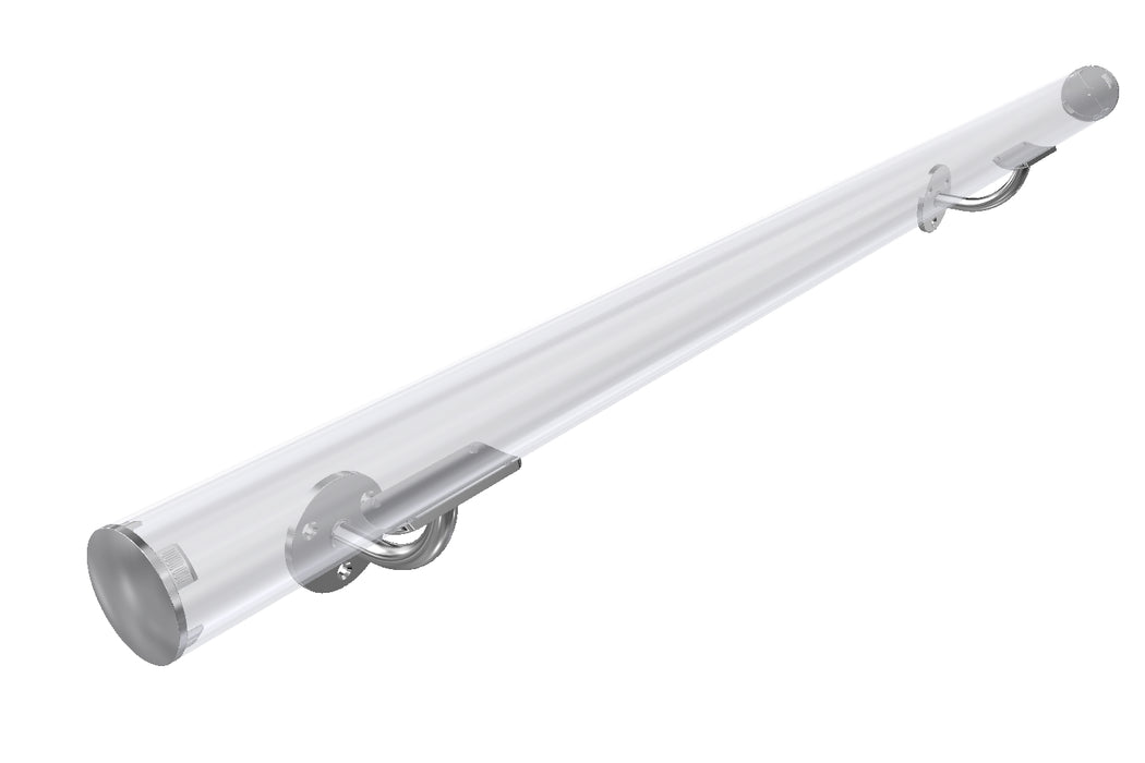 Hand Rail Kit Type 5, Wall Mounted Handrail with Curved Brackets, for 38.1mm x 1.6mm tube, Satin Finish.