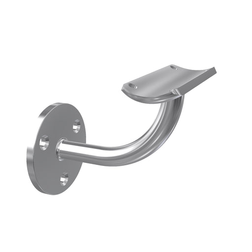 90° Curved Handrail Bracket, Round Top 38.1mm Satin Finish Distance from wall to center axis of handrail is 76mm